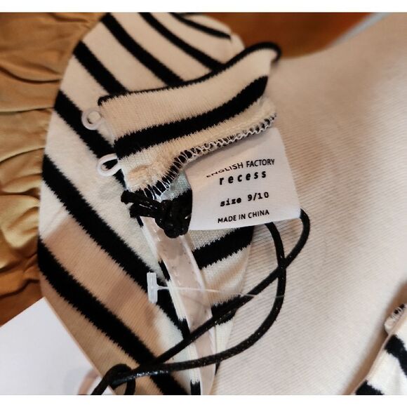 English Factory Black and White Striped Blouse with Gold Ruffle SIZE M NWT - Picture 5 of 5